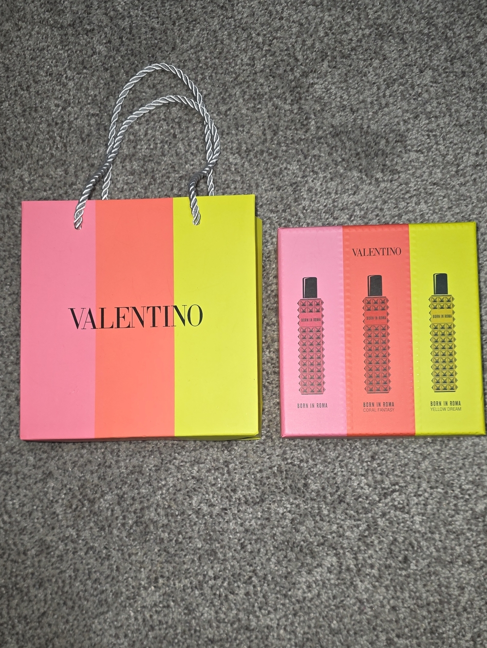 Valentino Fragrance Empty Box 5x5.5x1.5 Inches & Bag 6.5x6.5x2 Inches